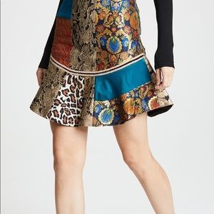 Alice + Olivia Eriko patchwork curved hem skirt 2